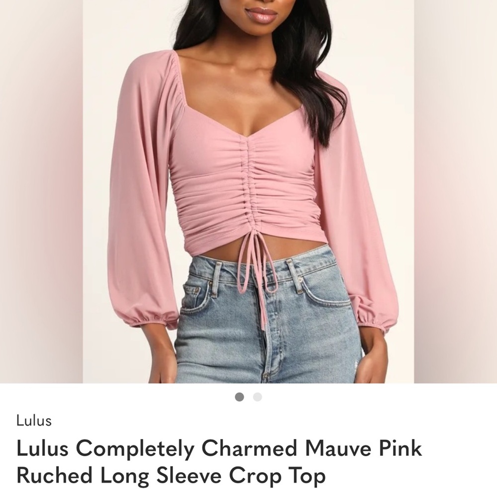 Lulu's Blush Ruched Long Sleeve Crop Top
